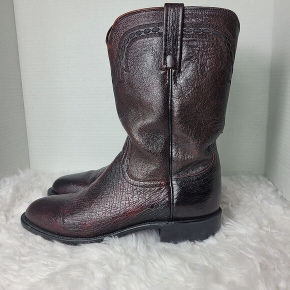 Vintage Lucchese 2000 Boots Mens Black Cherry Ostrich Smooth Quill Roper Exotic main image 7